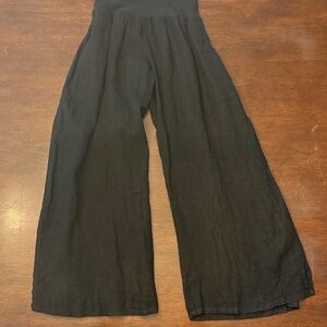 New with Tags Saga Italian Side Slit Wide Leg Linen Pants - One Size